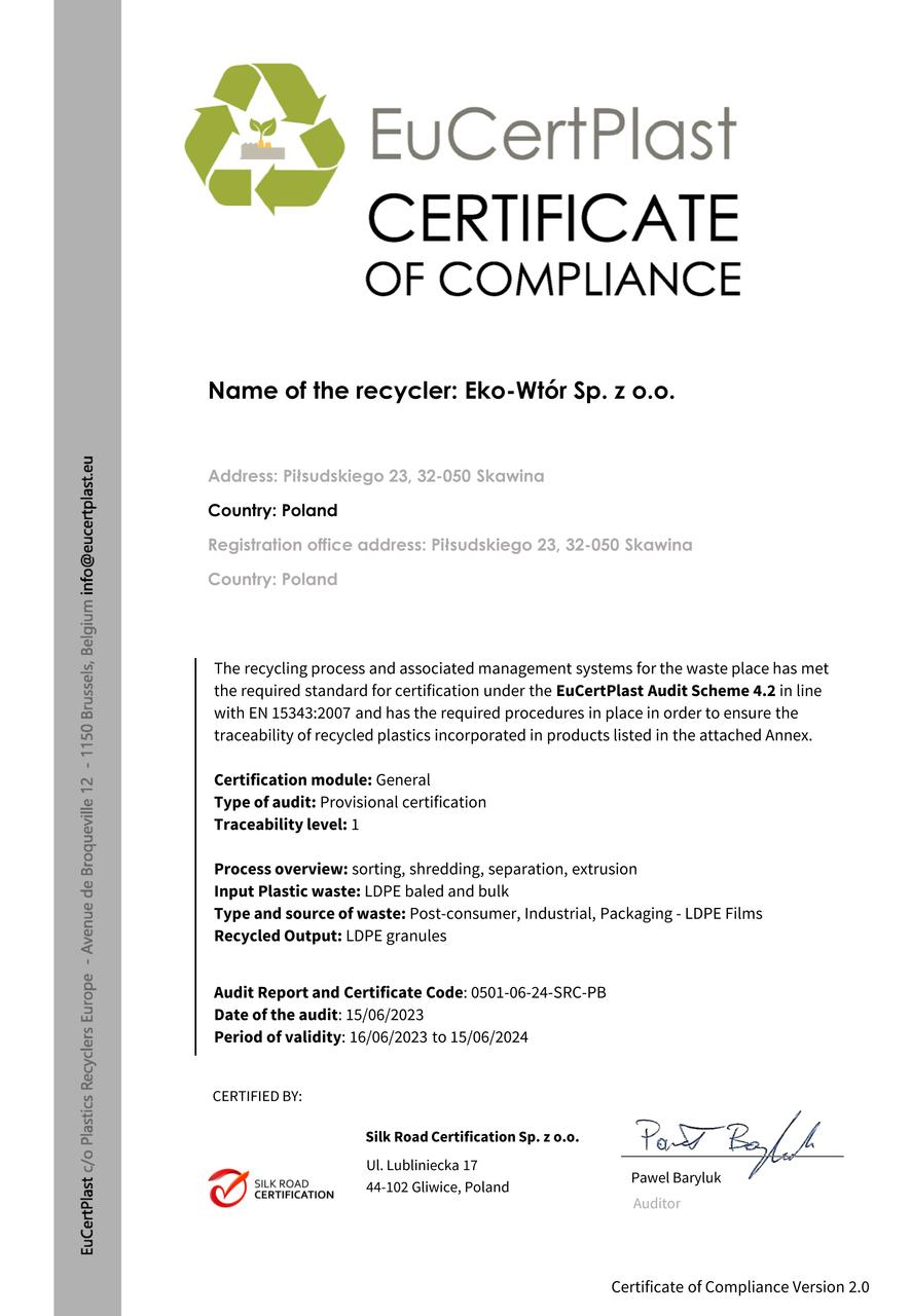 Eko - Wtór Dokumenty i certyfikaty